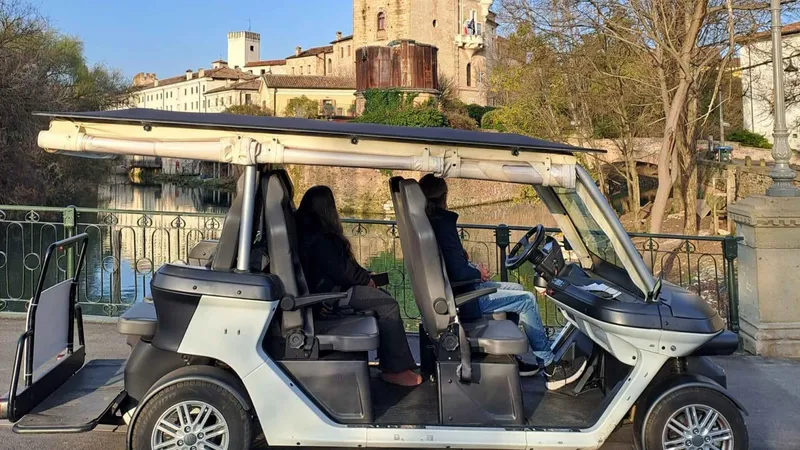 Electric golf cart city tour of Padua monuments in Padua, Italy